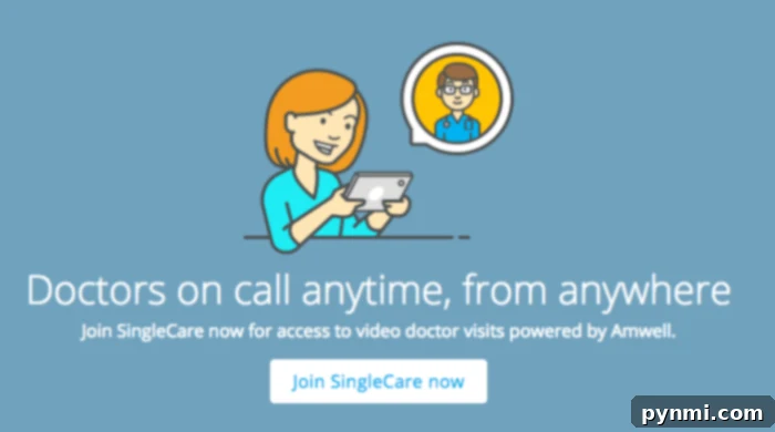 SingleCare app interface for virtual doctor appointments and savings