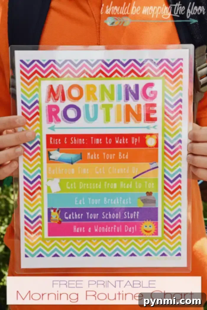 A selection of back to school printables, including a detailed morning routine chart, 