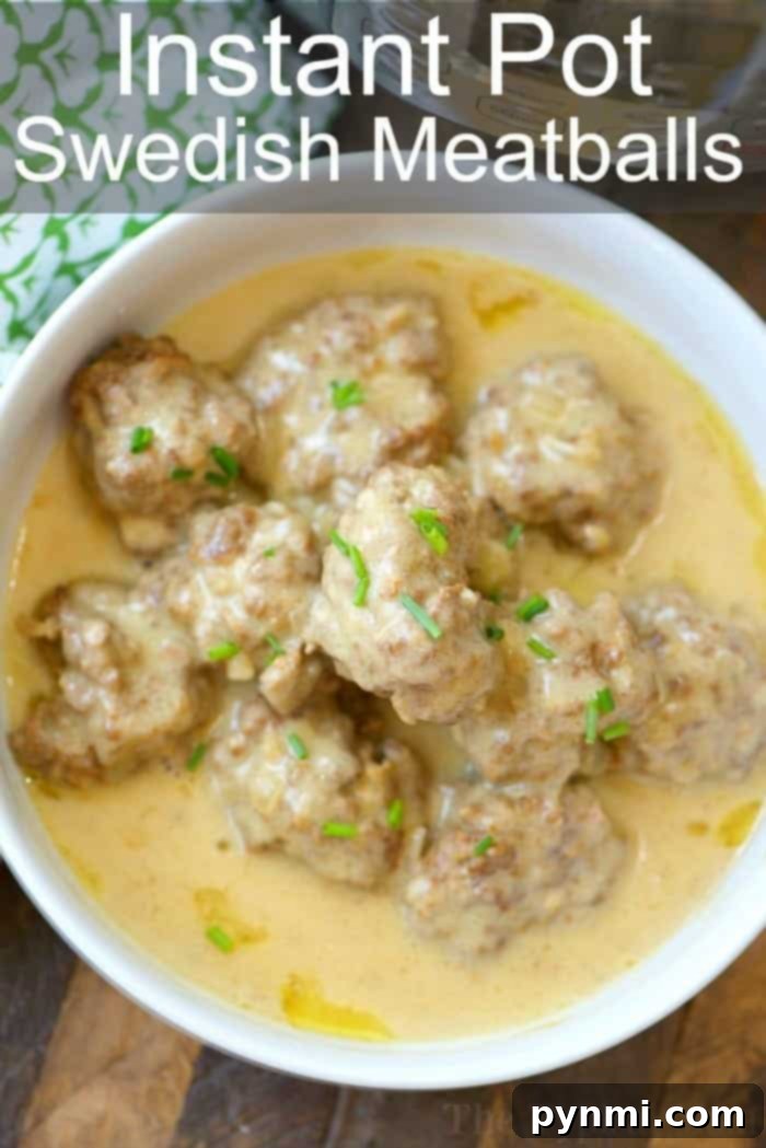 Instant Pot Swedish meatballs recipe! Total comfort food at it's finest and takes less than 20 minutes to make. You've got to try it with frozen meatballs or make them yourself! Keto friendly #instantpot #swedishmeatballs #meatballs #pressurecooker #instantpotrecipes #thetypicalmom #keto instant pot swedish meatballs