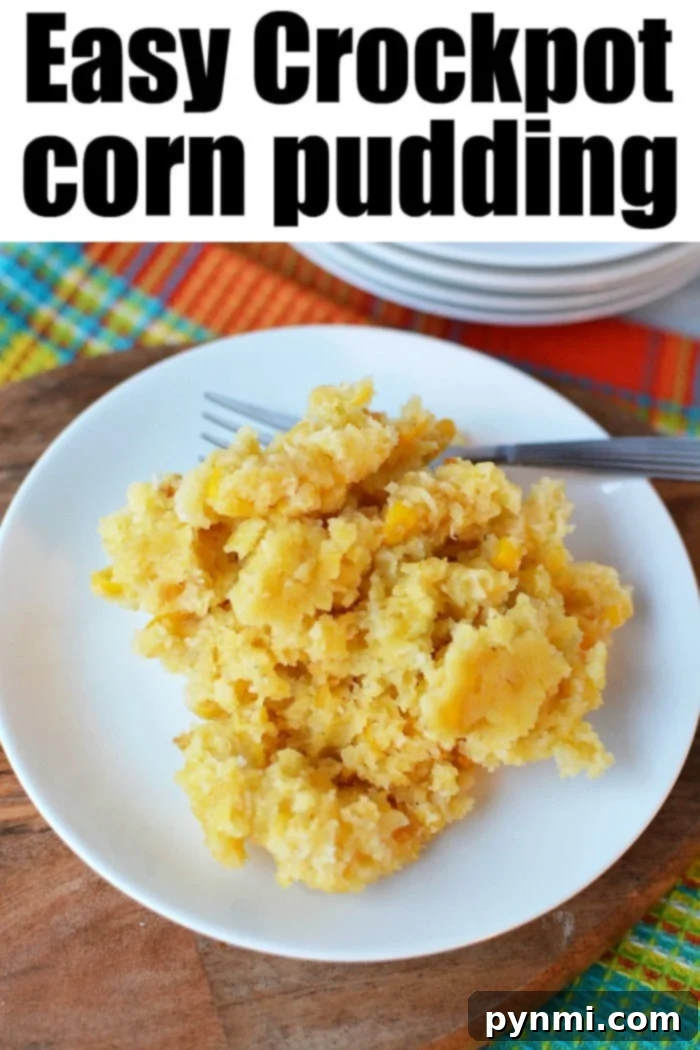 Crockpot corn casserole recipe is cheesy and a perfect vegetarian side dish at Thanksgiving or Christmas! Moist sweet creamed corn you'll love. #crockpotrecipes #crockpotcorncasserole #corncasserole crockpot corn pudding, a hearty and delicious slow cooker side dish