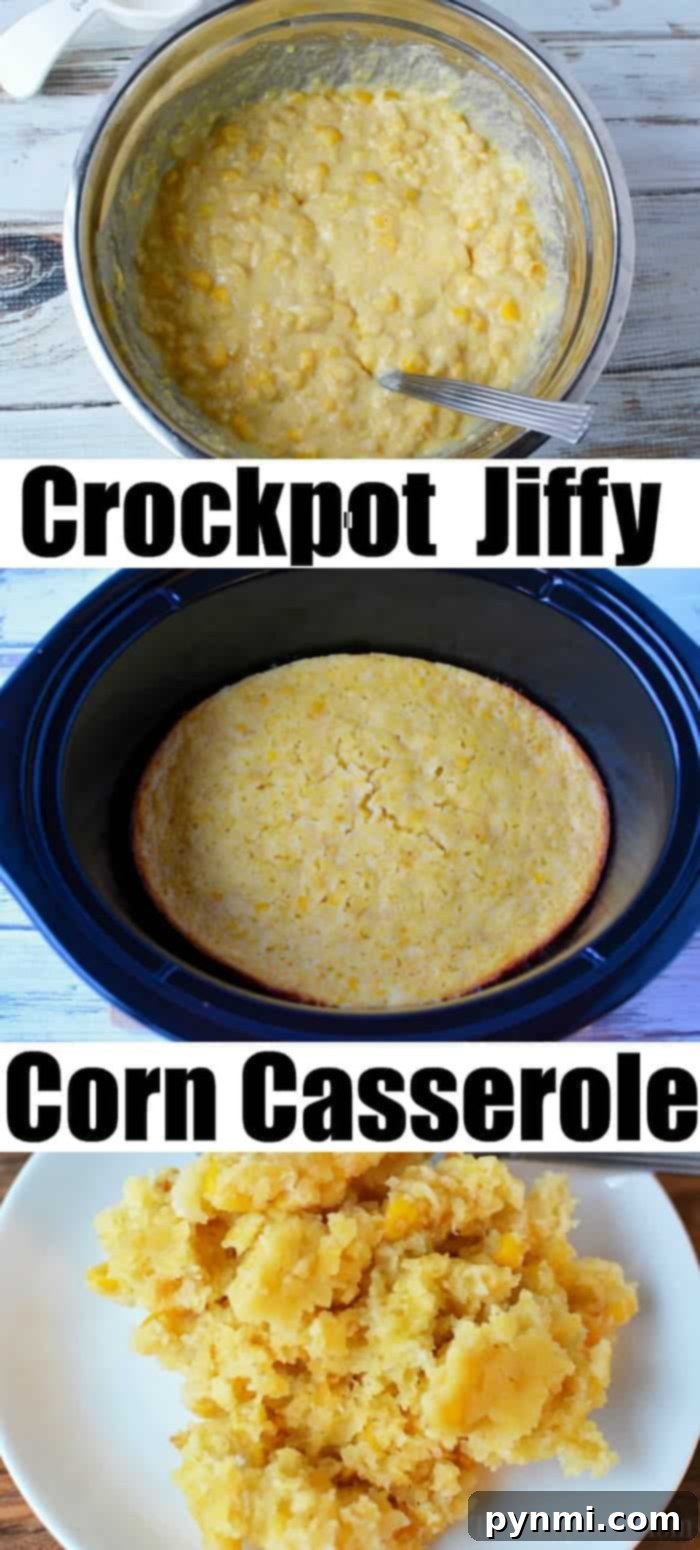 Crockpot corn casserole recipe is cheesy and a perfect vegetarian side dish at Thanksgiving or Christmas! Moist sweet creamed corn you'll love. #crockpotrecipes #crockpotcorncasserole #corncasserole crockpot corn pudding, a delicious and easy slow cooker recipe