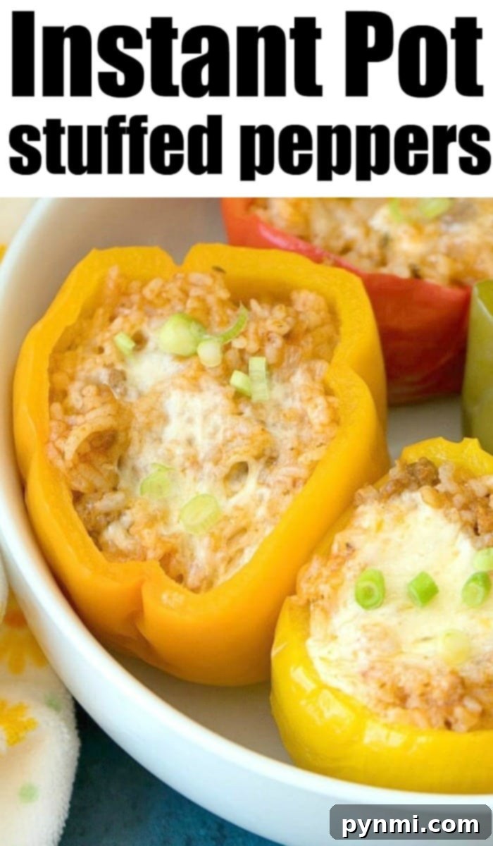 Effortless Instant Pot Stuffed Peppers 9 Close-up of a perfectly cooked Instant Pot stuffed pepper, showing melted cheese and rich filling.