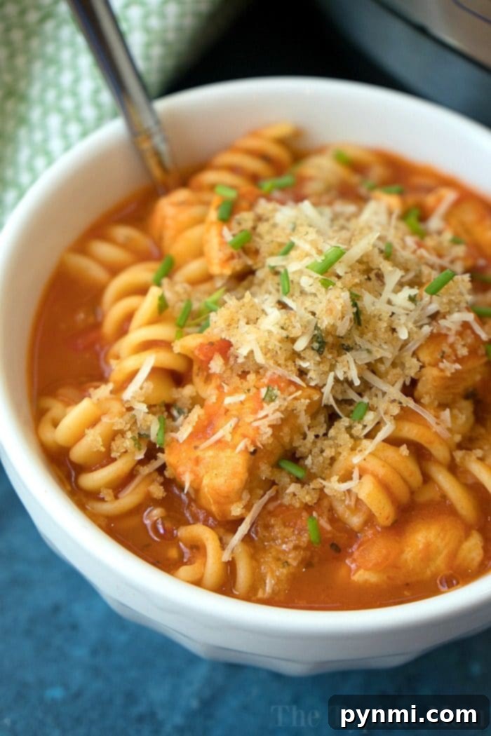 Instant Pot chicken parmesan casserole ready to serve, a perfect one-pot meal for families.