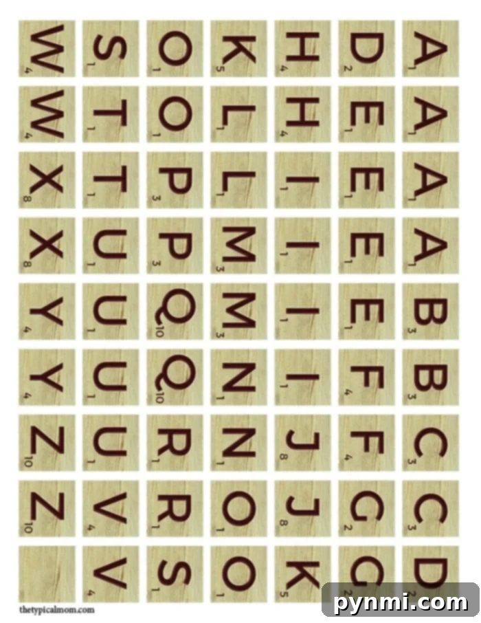 Free Lunch box game for kids has everyone talking! My kids and their friends love playing each day with these printable Scrabble tiles. #lunchbox #game #notes #printable Free Printable Scrabble Tiles ready for all your word games
