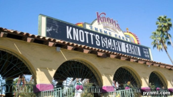 Knott's Berry Farm Spooky Farm entrance decorated for Halloween