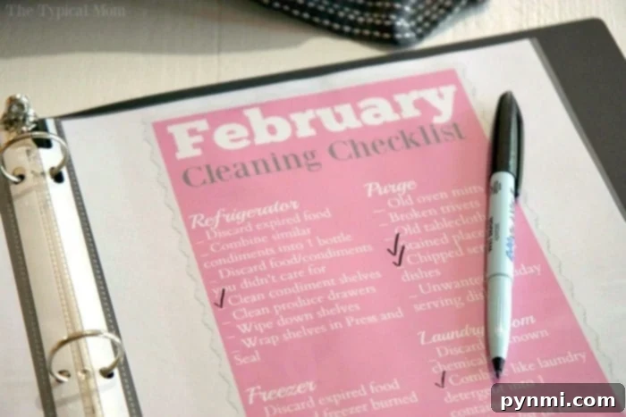 Home organization binder with printable checklists
