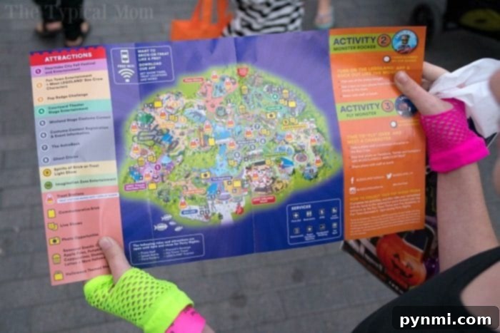 Legoland Brick or Treat map showing candy stations
