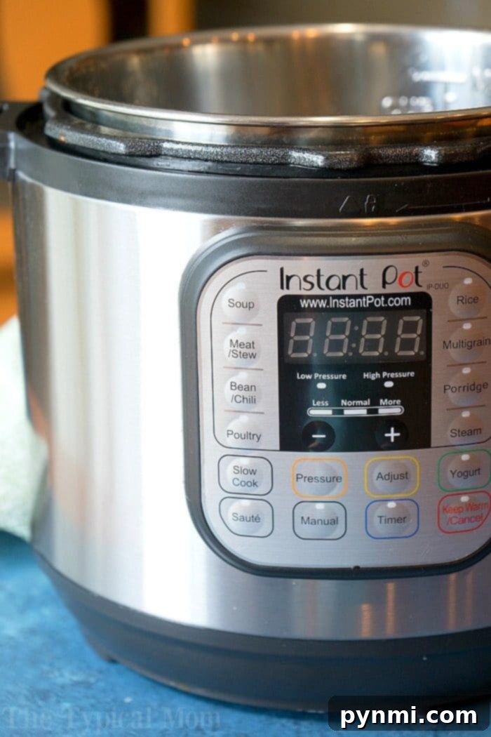 Woman cooking with an Instant Pot, a practical gift for moms