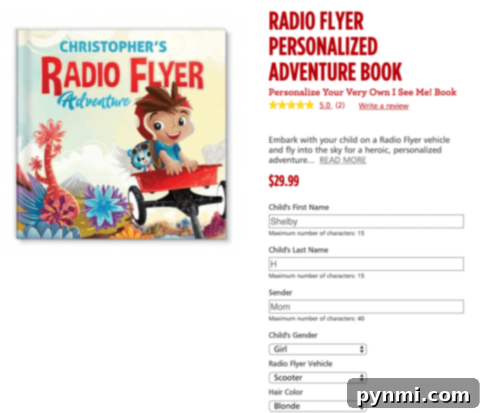 Adventures Starring You 2 Steps to create a personalized Radio Flyer 'I See Me' book