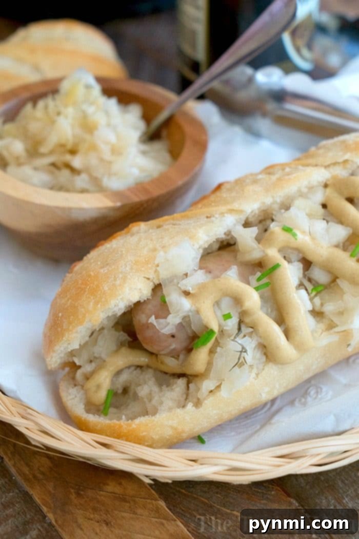 Instant Pot brats and sauerkraut for a delicious, easy dinner Perfectly cooked Instant Pot Brats ready to be served in buns with sauerkraut