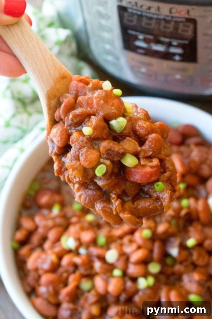 Delicious Instant Pot Beans and Franks, a hearty and easy no-soak pressure cooker meal for families
