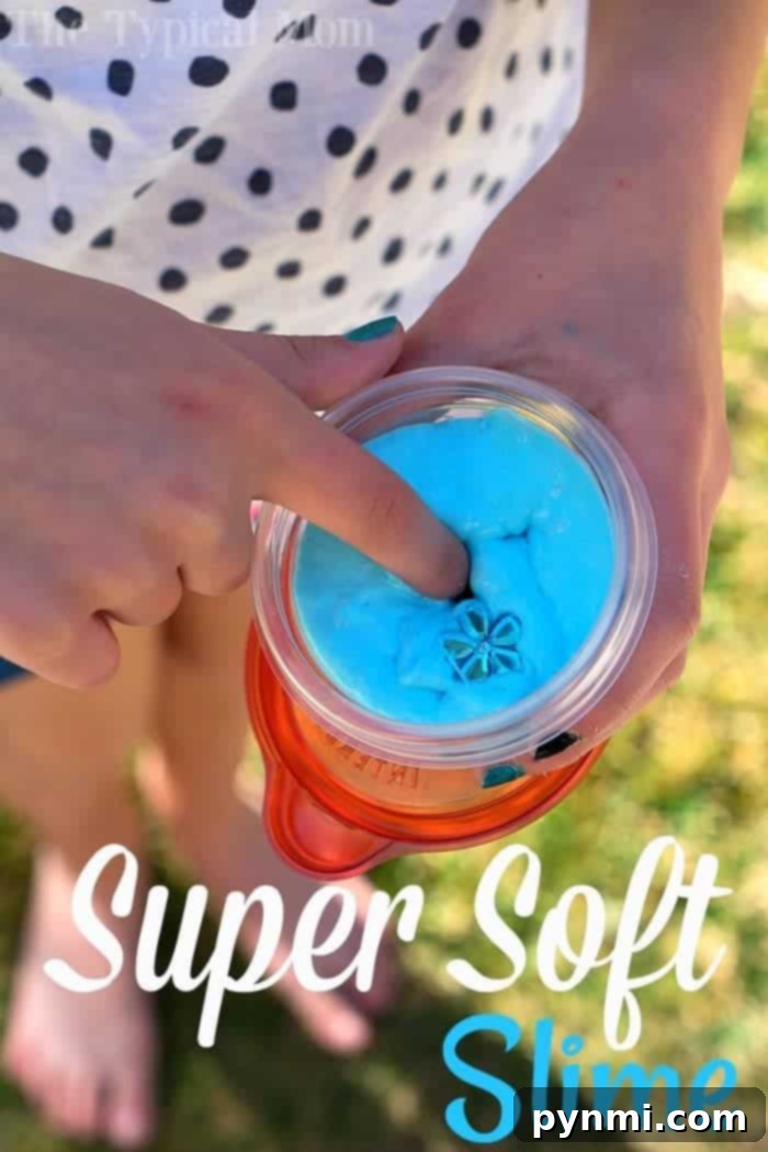 Here's a super soft slime recipe your kids will love! Ooey gooey slime that is easy to make and you just need a few household items to create some. Add any color you like and hide fun treasures inside too. #slime #soft #super #easy #recipe How to Make Soft Slime