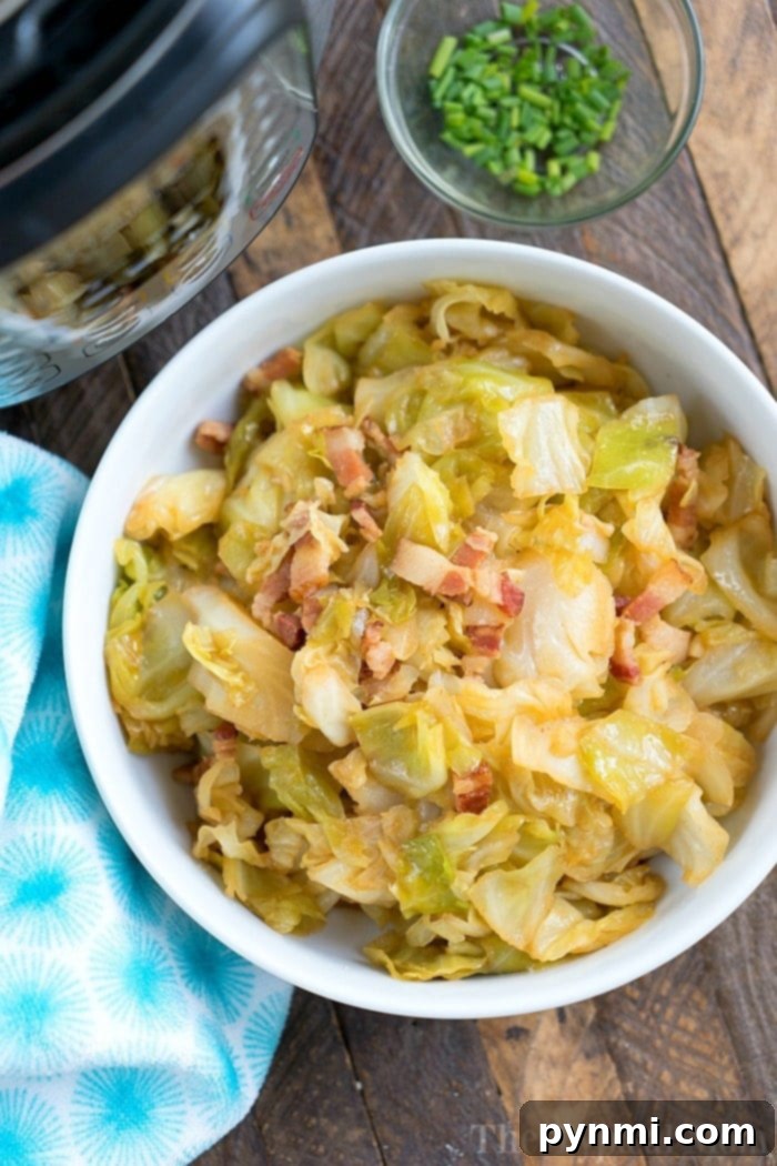 Easy Cabbage Creations 4 Close-up of golden-brown fried cabbage with crispy bacon bits, a perfect savory side dish.