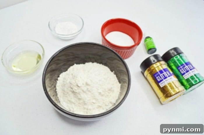 Customize your homemade playdough with any color, glitter, or scent you desire for engaging kids activities and crafts! Homemade Playdough Ingredients