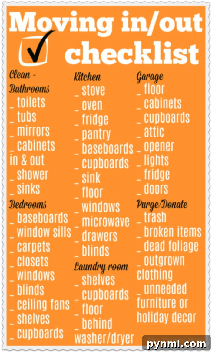If you're moving you need this free move in move out cleaning printable to keep you organized! There is a lot to do when you move out of a house and a lot to disinfect when you move into a new home. Here's what you need to get it all done, and how to make cleaning fun with kids. #cleaning #moving #move #checklist #printable #bleach Move In Move Out Cleaning Checklist Printable