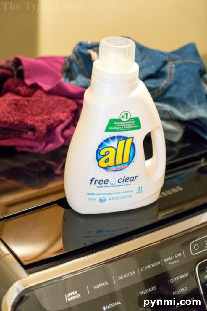 It's almost National Laundry Day and now is the perfect time to focus on life skills for children and how to do laundry is one of the most important of them all! Use this free laundry room printable to teach them the steps to washing their clothes properly so stains and odors are removed well with each load. #laundry #parenting #printable #free #howtodo #lifeskills #kids #children Life Skills for Children - Laundry Detergent