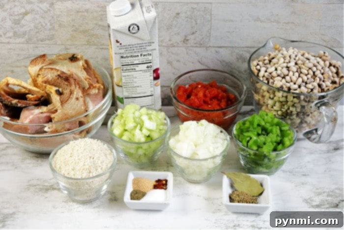 A hearty Slow Cooker Hoppin John recipe, brimming with flavorful black eyed peas and tender ham.