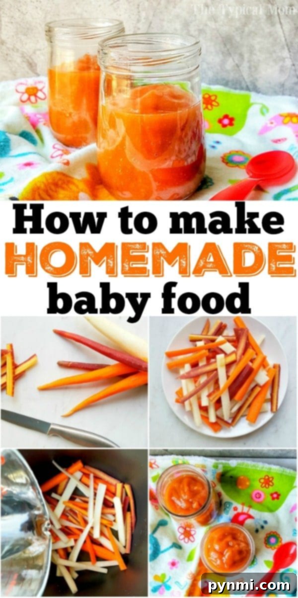 How to make Instant Pot baby food! #instantpot #babyfood #homemade #homemadebabyfood How to Make Homemade Baby Food 2, close-up of smooth pureed carrots in a small bowl with a spoon