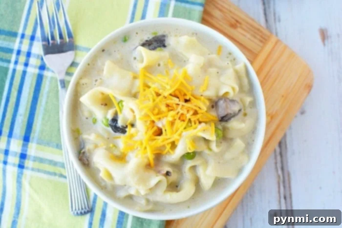 Pressure Cooker Tuna Noodle Casserole served in a bowl, ready to eat