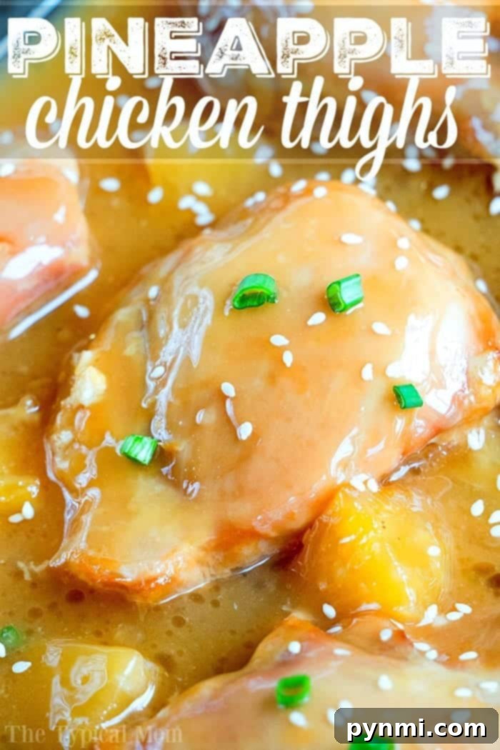 Here is an easy pineapple chicken recipe using chicken thighs that comes out sweet and really tender. Served over rice it's one of our favorite easy chicken recipes with a pineapple flavor and chunks that bring a subtle tropical flavor to your dinner. If you're looking for something different to serve, give this a try. #pineapple #chicken #easy #dinner #chickenthighs #baked Easy baked pineapple chicken thighs served over rice