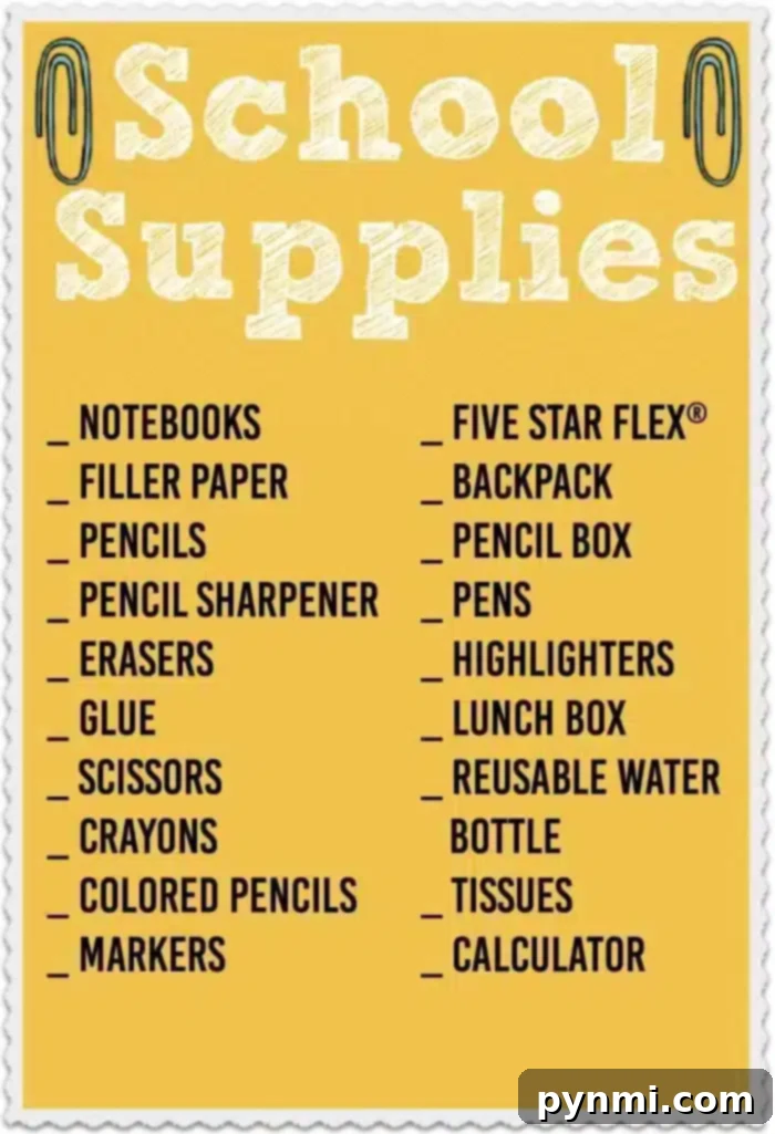 New school year checklist for teens, tweens, and elementary school students. What's necessary, what will keep them organized and what's cool to have! #school #backtoschool #printables #supply #list #new Ultimate School Supply Checklist for all ages