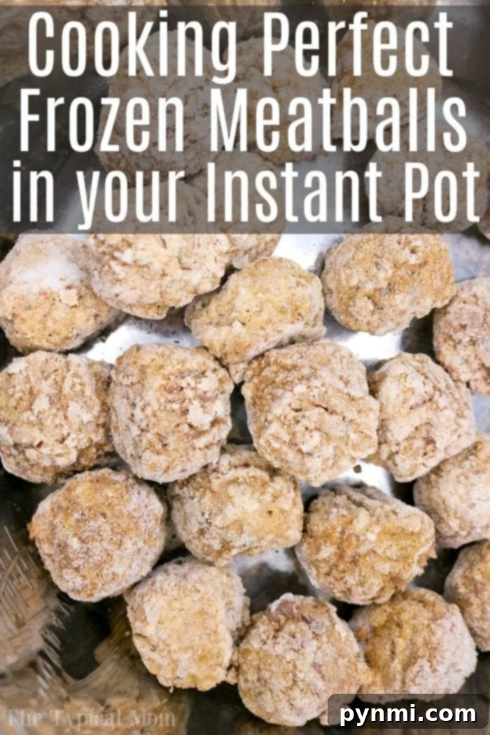 Pressure cooker frozen meatballs cooked to perfection! Sweet and spicy meatballs cooked with grape jelly in no time at all. #instantpot #meatballs #appetizer #jelly #barbecue #pressurecooker #grape #thetypicalmom #jelly Frozen Meatballs in Instant Pot with steamer basket