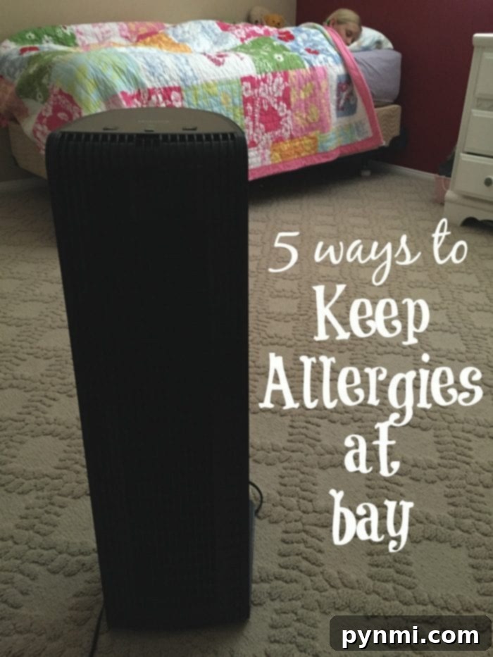 A modern home air purifier actively working to keep allergies at bay and enhance indoor air quality.