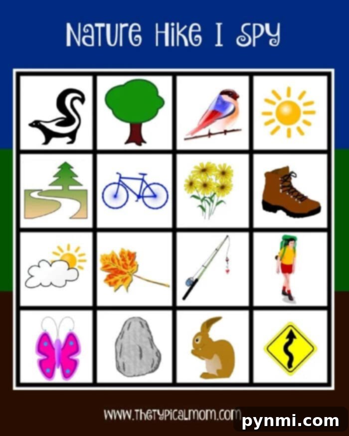 Combine your nature scavenger hunt with our nature hike I Spy printable for extended family fun outdoors! Nature Hike I Spy Printable Game for Kids