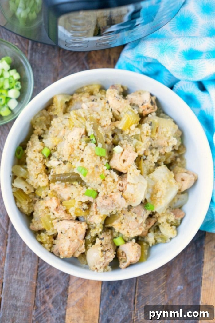 Pressure Cooker Chicken Quinoa Casserole: A hearty and healthy one-pot meal with tender chicken, fluffy quinoa, and vibrant vegetables, perfect for a quick family dinner.