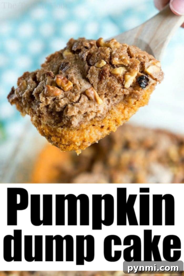 Close-up of a slice of pumpkin pie dump cake with ice cream, ideal for Fall dessert.