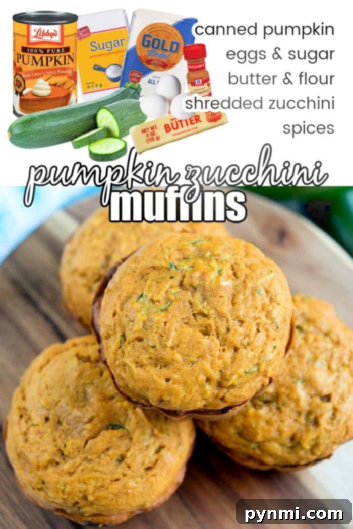 Wholesome Pumpkin Zucchini Muffins 6 Delicious pumpkin zucchini muffins on a wooden plate, ready to be enjoyed.