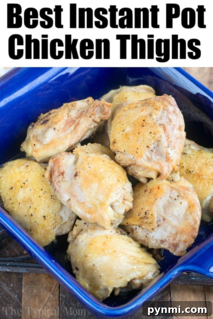 Instant Pot chicken thighs cooked and ready for serving