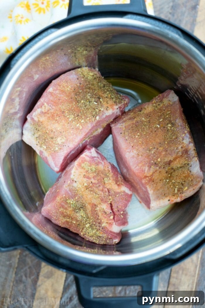 Instant Pot Hawaiian pulled pork is amazing and perfect for any party served as sliders or on top of rice for a tasty family Instant Pot dinner. Pressure Cooker Hawaiian Pulled Pork, step-by-step cooking process