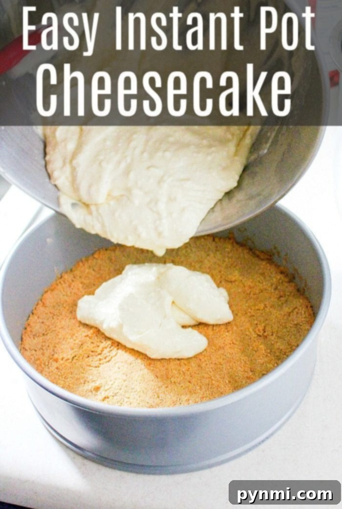 This Instant Pot cheesecake recipe is easy for beginners and a fail proof way to make your favorite pressure cooker dessert with just a few ingredients! #instantpot #pressurecooker #cheesecake #easy #simple #instantpotrecipes Easy instant pot cheesecake