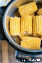 Fresh corn on the cob steams perfectly in your Instant Pot, making instant pot corn an easy and delicious side dish.