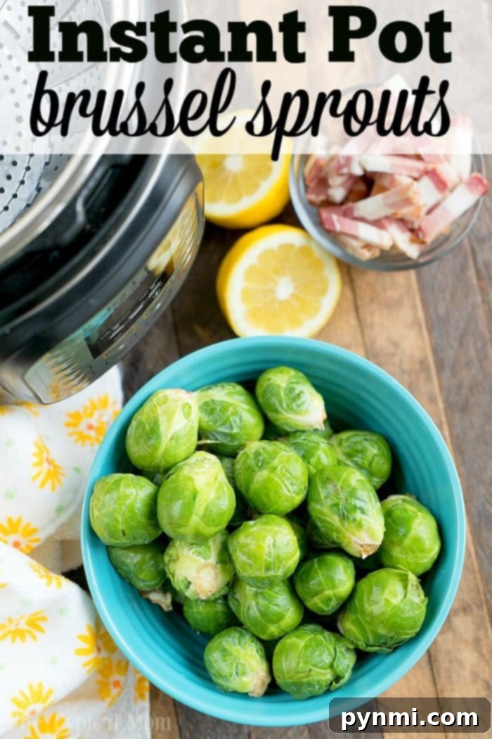 Easy Instant Pot Brussels Sprouts with Bacon: A perfect vegetable side dish! Pressure cooker Brussels sprouts with golden brown bacon bits
