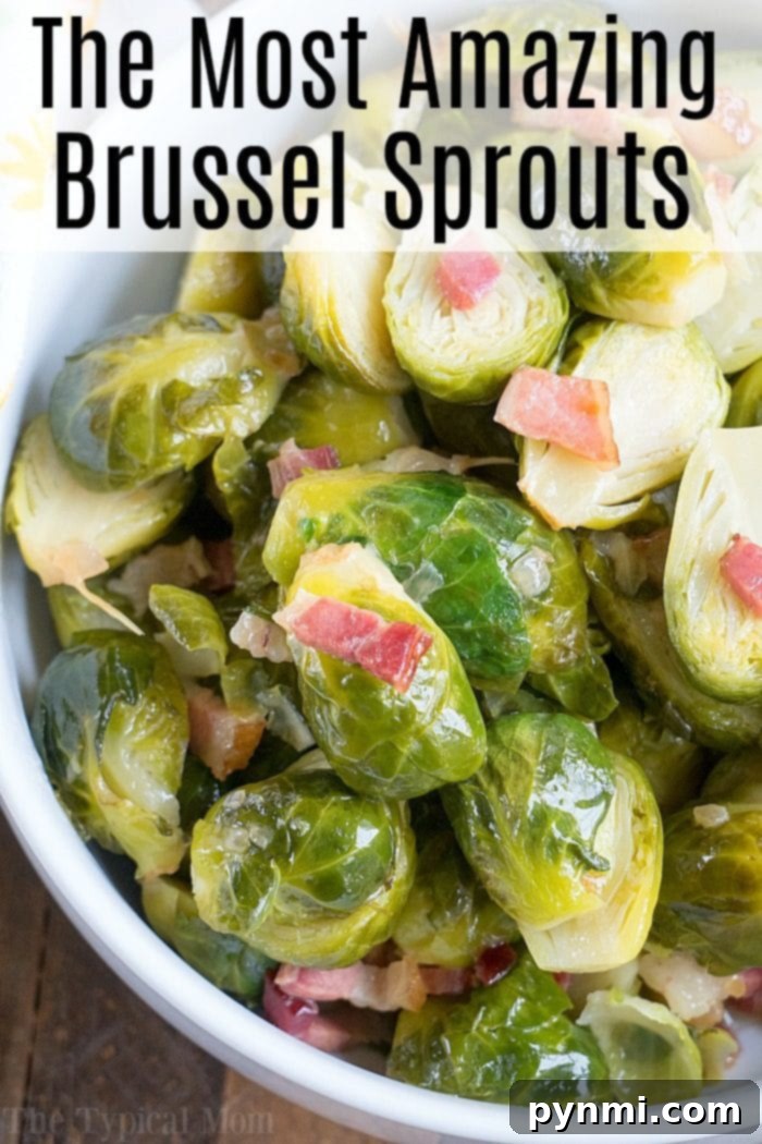 Easy Instant Pot Brussels Sprouts: Garlic butter, bacon, and perfection! Close-up of Instant Pot Brussels sprouts with melted butter and crispy bacon