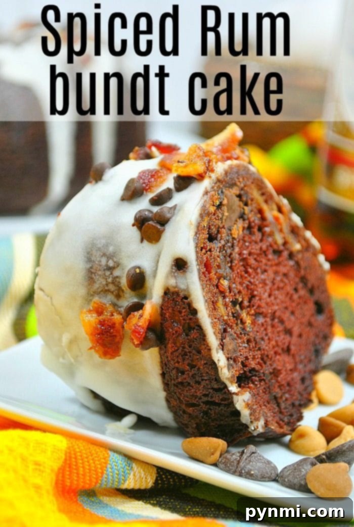Try this rum bundt cake this Christmas and see if it's your favorite holiday dessert too! Topped with bacon with a rich chocolate flavor it's so yummy. #rum #cake #bacon #bundtcake Rum Bundt Cake