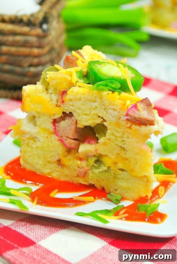 A beautifully presented Instant Pot sausage breakfast casserole, showcasing a savory blend of eggs, sausage, cheese, and vegetables. This dish is perfect for a hearty morning meal or a delightful brunch.