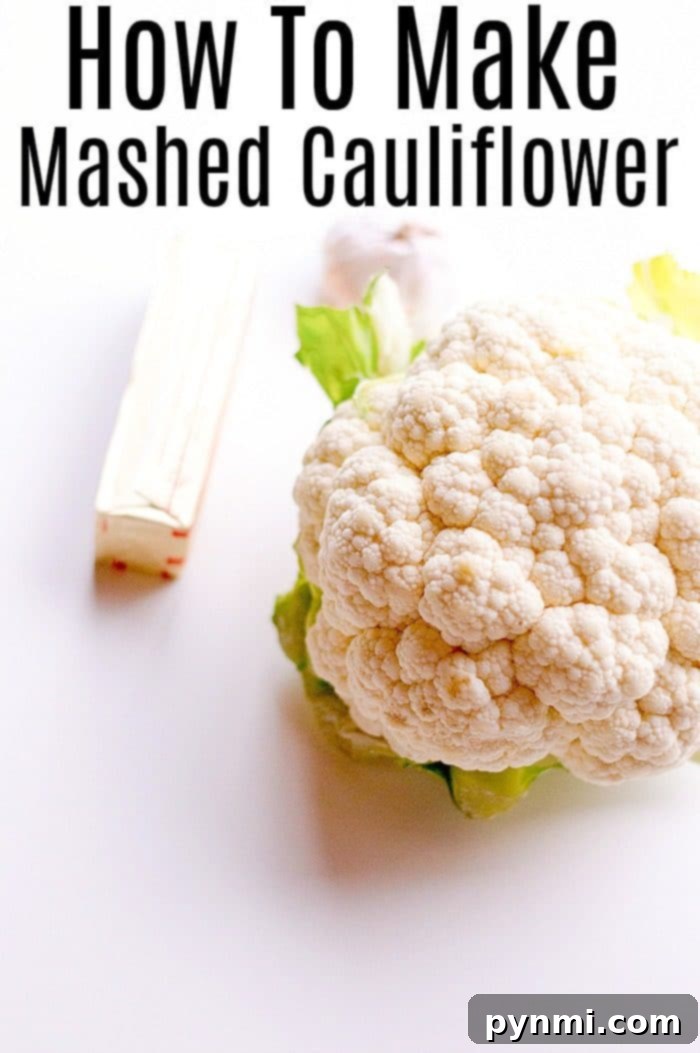 Easy Creamy Mashed Cauliflower with Garlic Butter