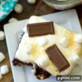 13 Simple S'mores Delights 4 Smores brownies with melted marshmallow and chocolate