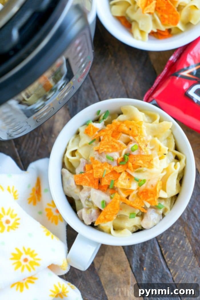 A serving of easy Dorito casserole recipe with creamy texture, golden brown top, and fresh cilantro garnish, ready to be enjoyed.