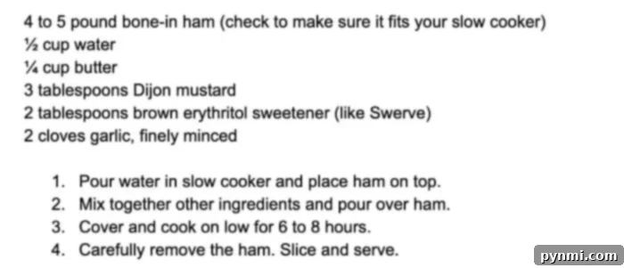 A succulent low carb Crockpot ham, glazed to perfection with a sugar-free alternative, offering a healthier yet equally delicious slow cooker ham option.