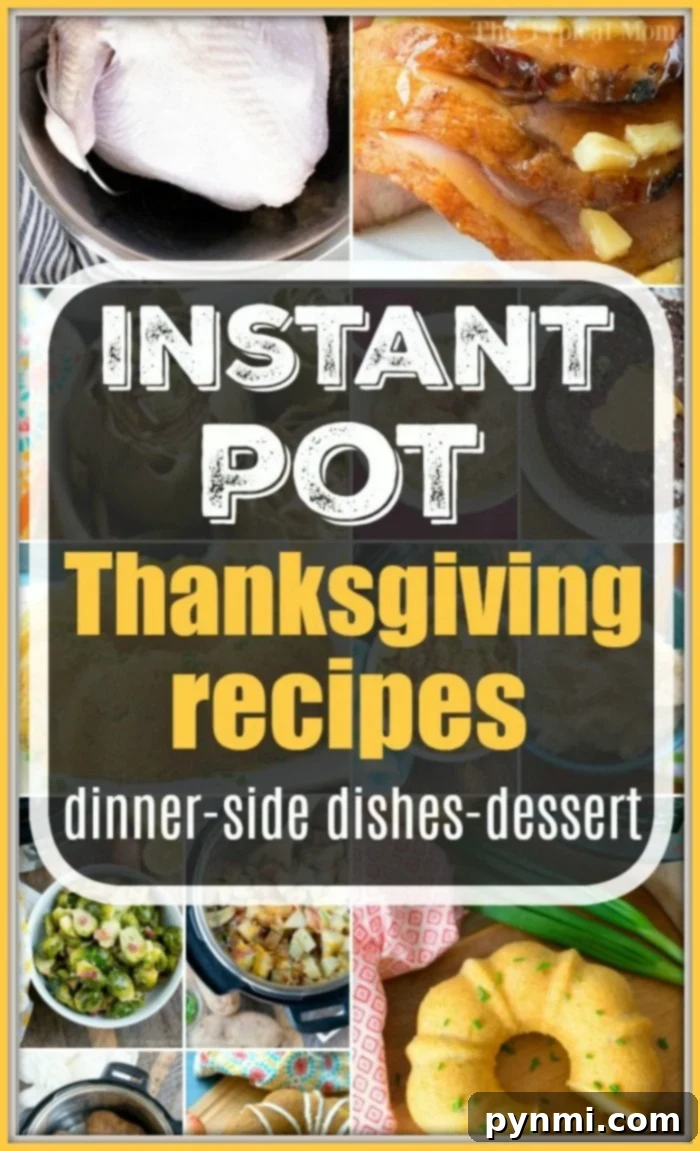 Effortless Instant Pot Thanksgiving 2 A beautifully cooked Instant Pot turkey surrounded by delicious Thanksgiving side dishes, showcasing the ease of Instant Pot Thanksgiving recipes.