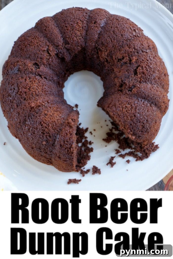 Root beer cake is a quick dessert you can throw together in no time at all! Just grab your favorite brand of soda, boxed cake mix and top with ice cream! #rootbeer #cake #soda #dumpcake Root Beer Float Cake ready to serve