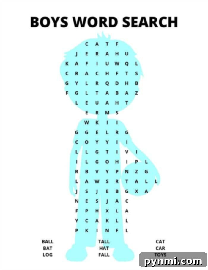 Kindergarten Word Search featuring a girl character