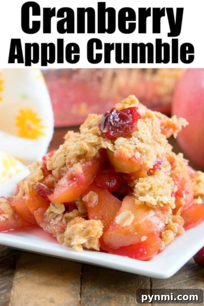 A vibrant and comforting serving of cranberry apple cobbler, scooped into a white bowl and garnished with a luxurious swirl of whipped cream and a delicate dusting of cinnamon. The textures of the soft fruit and crisp topping are enticingly visible.