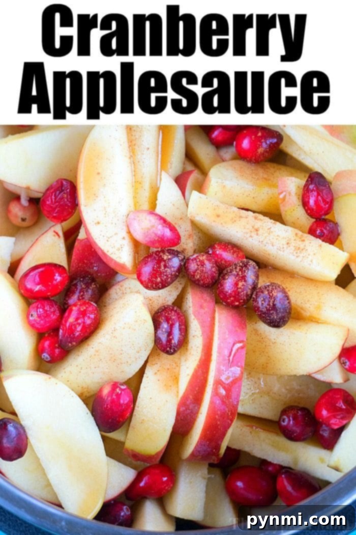 This Instant Pot cranberry applesauce is a great Thanksgiving or Christmas side dish or snack throughout the year. It's a great sweet homemade treat. #instantpot #instantpotrecipes #thetypicalmom #cranberry #applesauce #homemade #pressurecooker #crockpotexpress instant pot cranberry applesauce cooking