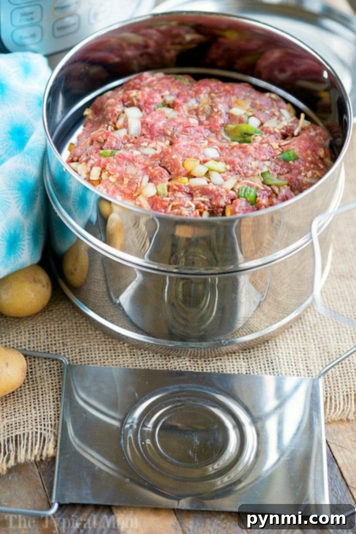 Pressure Cooker Meatloaf and Potatoes served together
