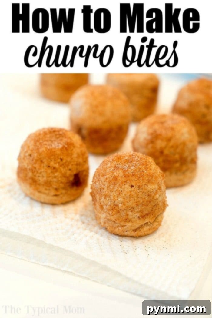 Close-up of churro bites on a white paper towel. The round treats are deliciously covered in cinnamon sugar, showcasing an irresistible texture. The image features the text How to Make Pressure Cooker Churro Bites prominently at the top.